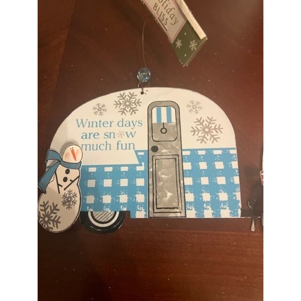 Bliss Camper Ornament With Snowman Winter Days Are Snow Much Fun Design Holiday
